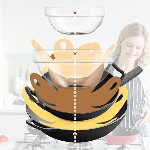 Miniatura 6 de Protectores de cacerola, almohadillas protectoras rojas más grandes y gruesas (marrón)