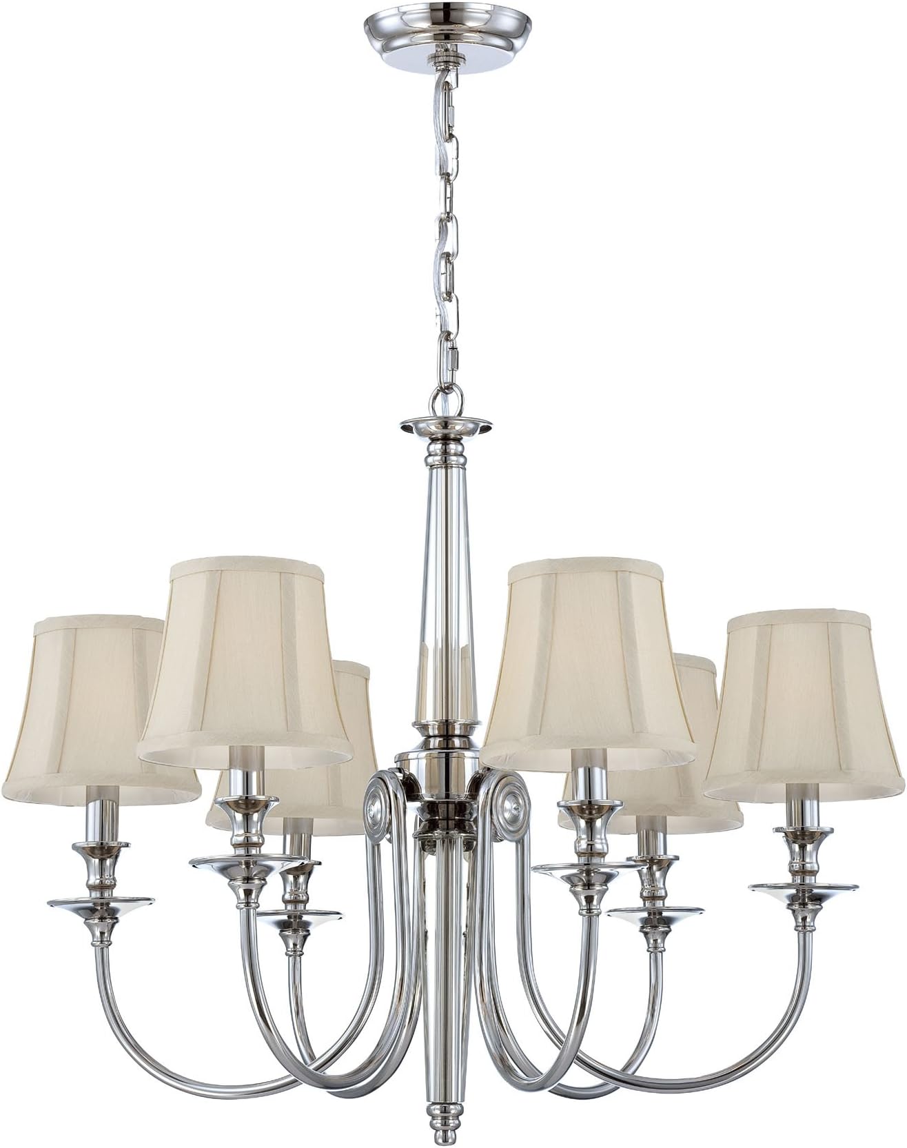Eurofase 25772 Mona 6-Light Chandelier, Polished Nickel