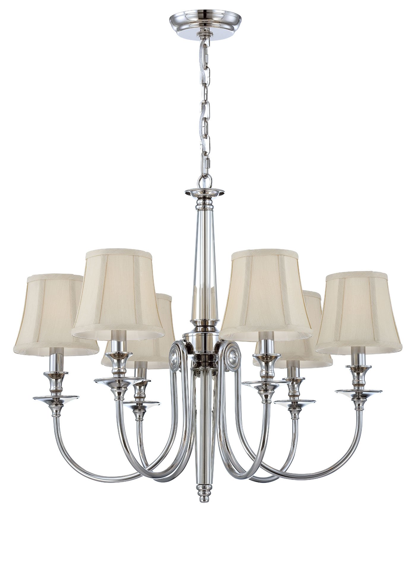 Eurofase 25772 Mona 6-Light Chandelier, Polished Nickel