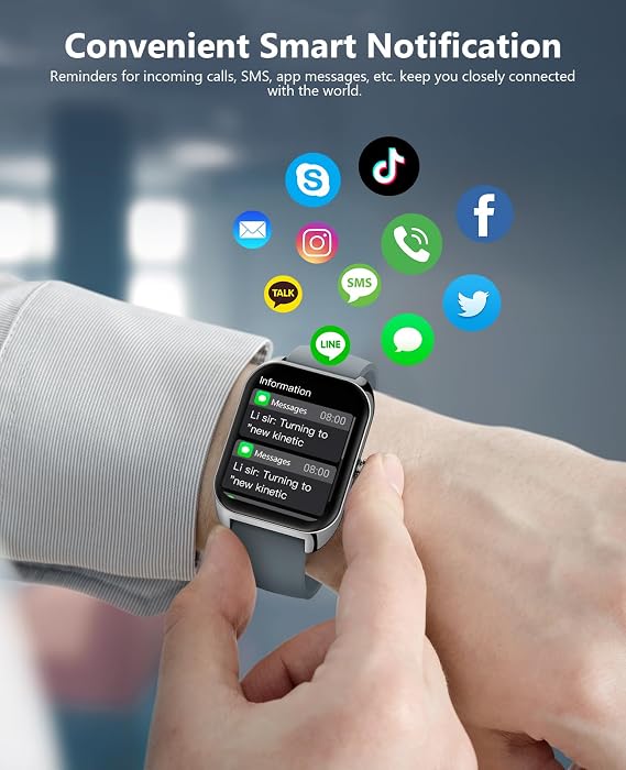 Smart Watch (Answer/Make Call) for Men Women, 2.02 Smartwatch with Heart Rate/Blood Pressure/Blood Oxygen/Sleep Monitor, IPX8 Waterproof Fitness Tracker, 100+ Sports Modes Compatible with iOS Android