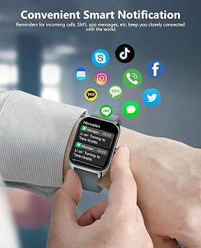 Smart Watch (Answer/Make Call) for Men Women, 2.02 Smartwatch with Heart Rate/Blood Pressure/Blood Oxygen/Sleep Monitor, IPX8 Waterproof Fitness Tracker, 100+ Sports Modes Compatible with iOS Android