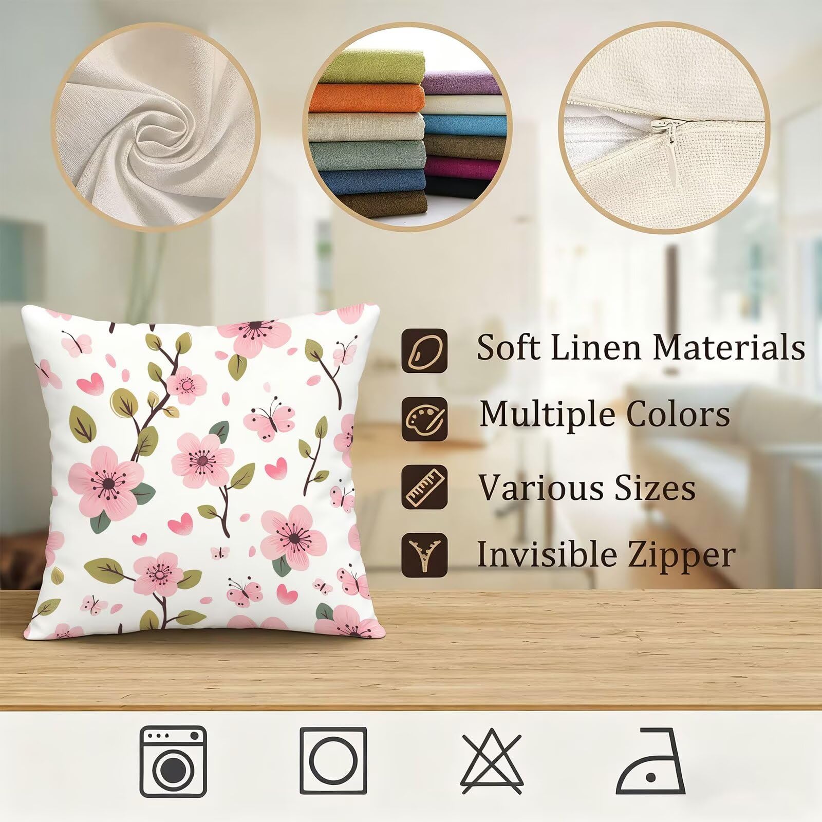 Rosa Funda Cojin 60x60 Flor Funda Almohada 60x60 Cojines Sofa Súper Suave Fundas Cojines Decorativos Fundas Almohadas 4 Piezas Almohada Cervicales y Cuello, para Hogar Cama Salon Decoracion E - 853