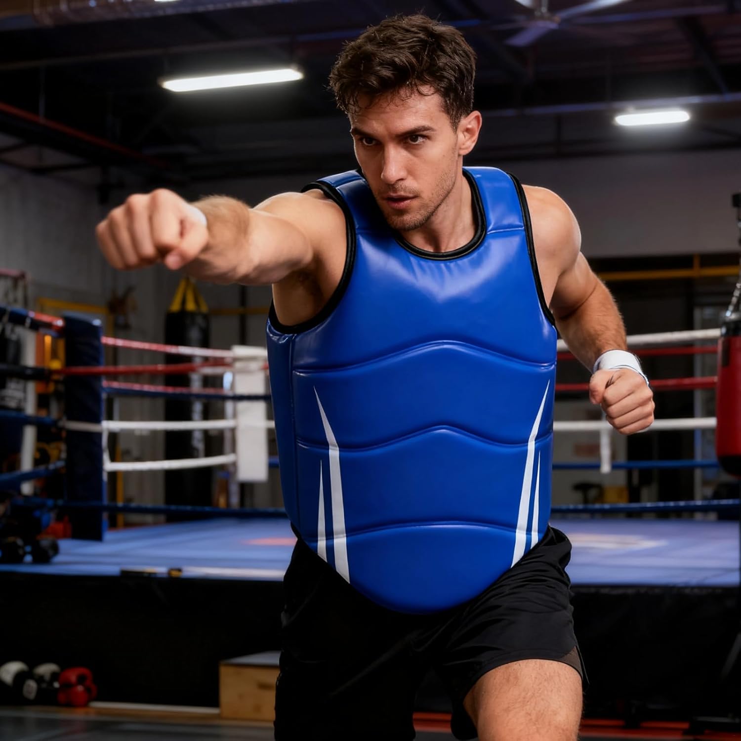 Chest Protector for Boxing, MMA, Taekwondo, Muay Thai, Padded Pu Leather Guard, Men & Women Training