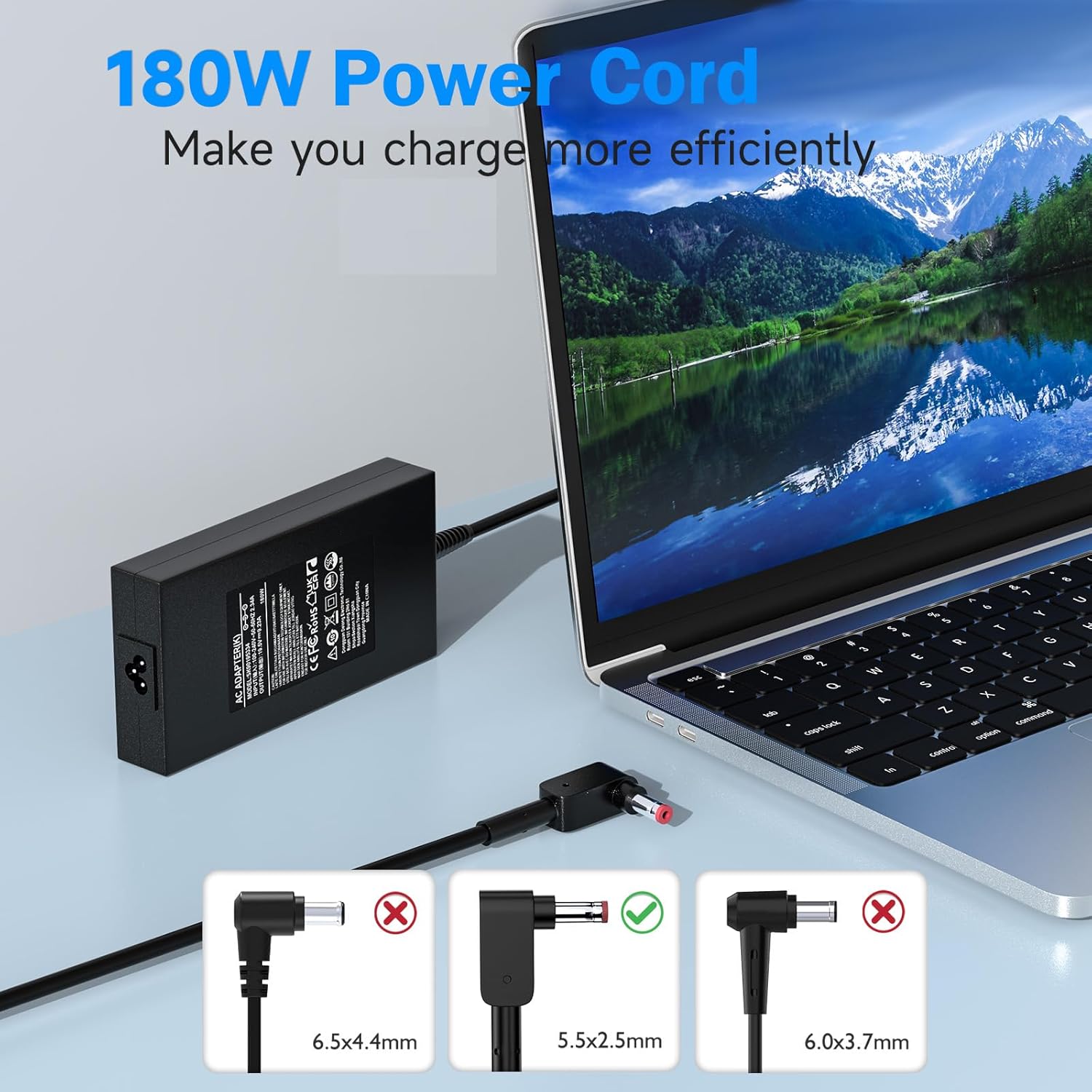 180W 150W 120W Laptop Charger Fit for MSI Gaming Laptop GF63, GF65, GF75, GS63, GS65, GS73, GL62, GL72, GE60, GE62, GE70, GE72, GE62VR, GT60, GT70, ADP-180HB, A15-180P1A AC Power Adapter