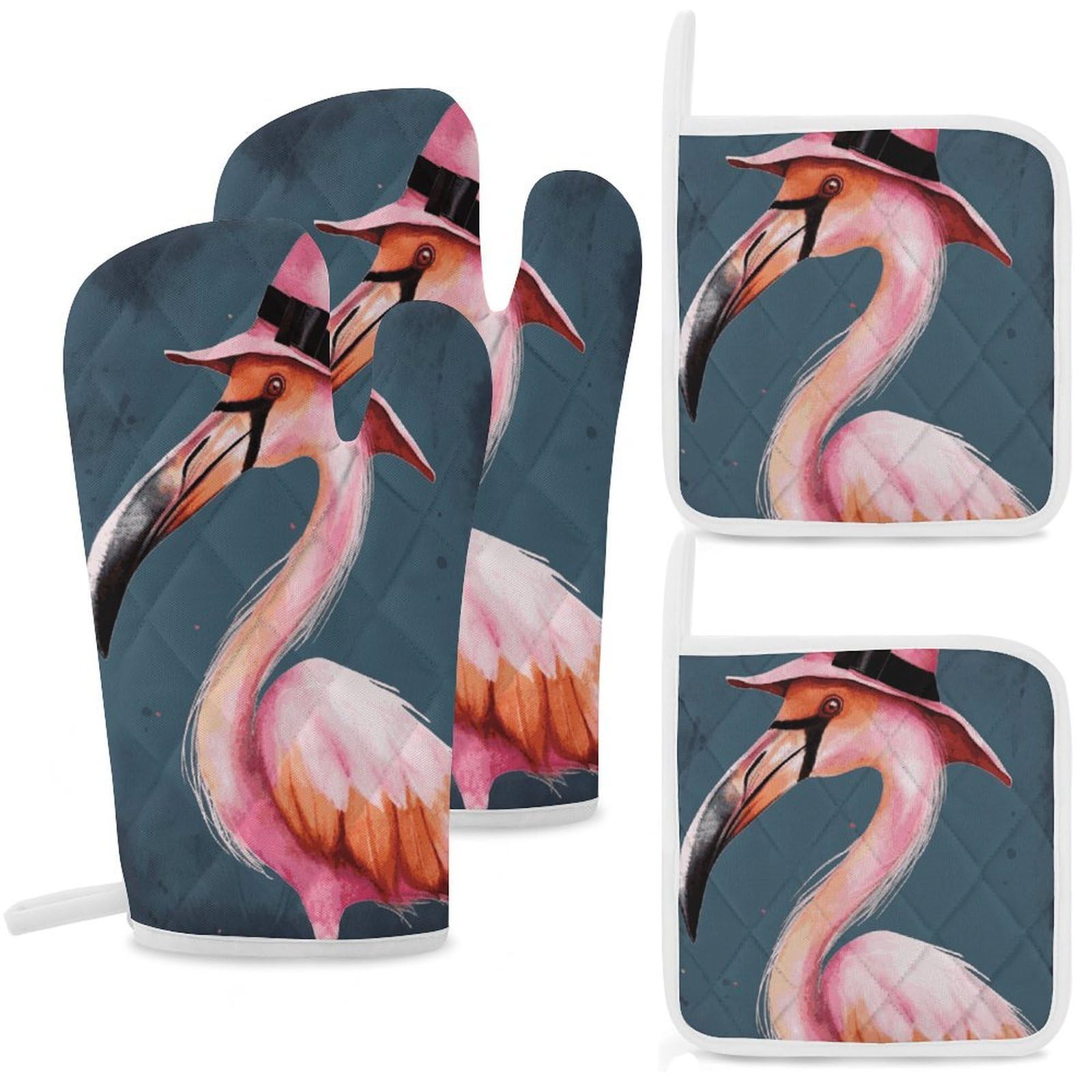Maniques flamant rose thermiques : idée cadeau de cuisine originale pour cuisiniers et pâtissiers