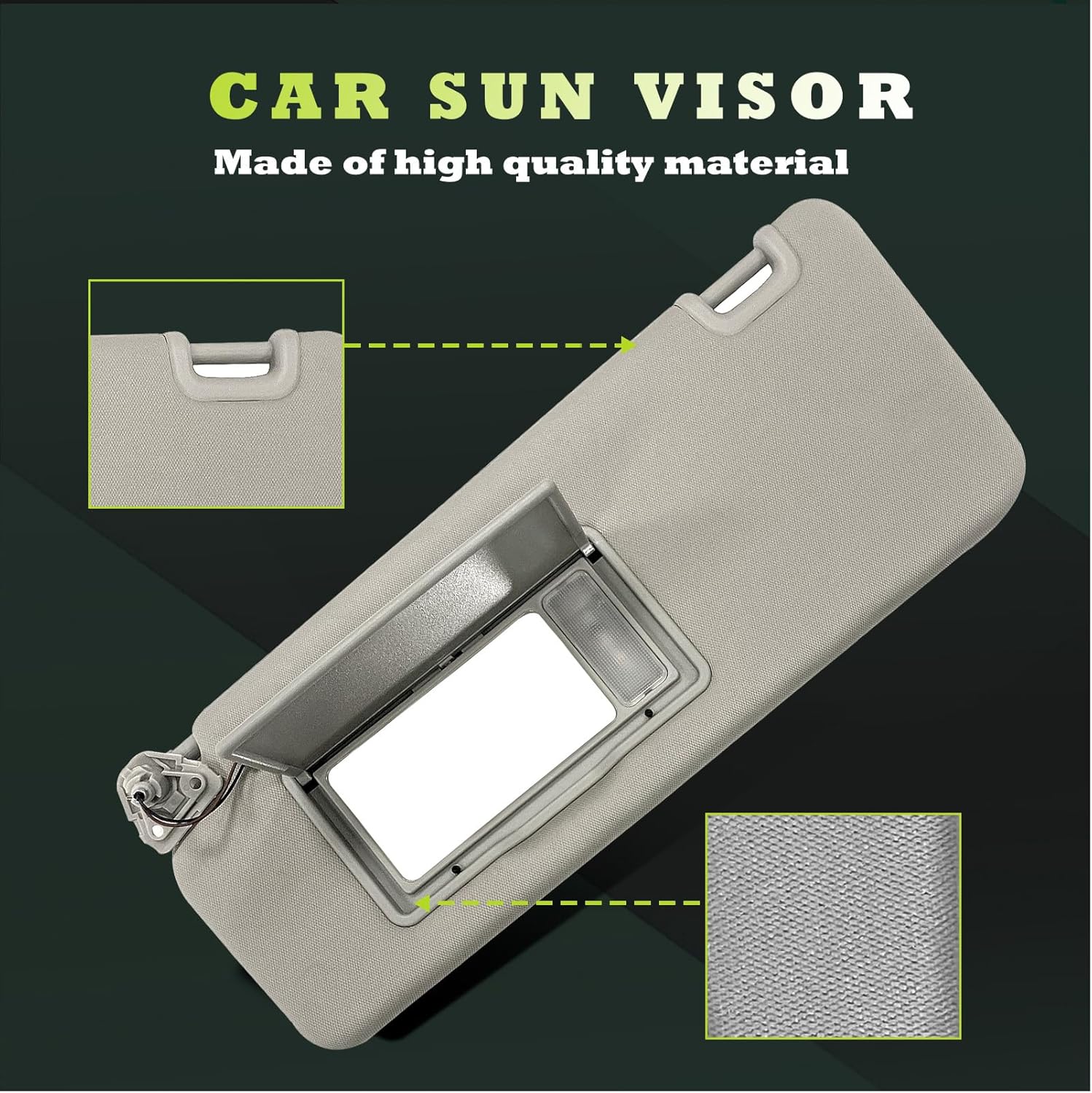 Sun Visor Replacement Fits for Nissan Titan 2004-2024 for QX56 Armada 2004-2014 Sunshade with Vanity Light for 96401EZ10B (Left Driver Side (Grey))
