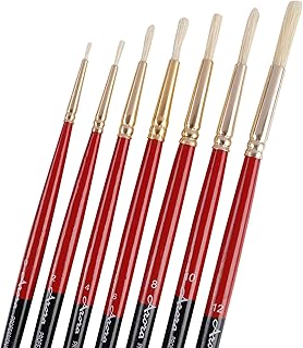 Arora नेचुरल हॉग हेयर राउंड पेंटब्रश ब्रश ऑयल कलर पेंटिंग (लकड़ी) के लिए 7 पीस का सेट