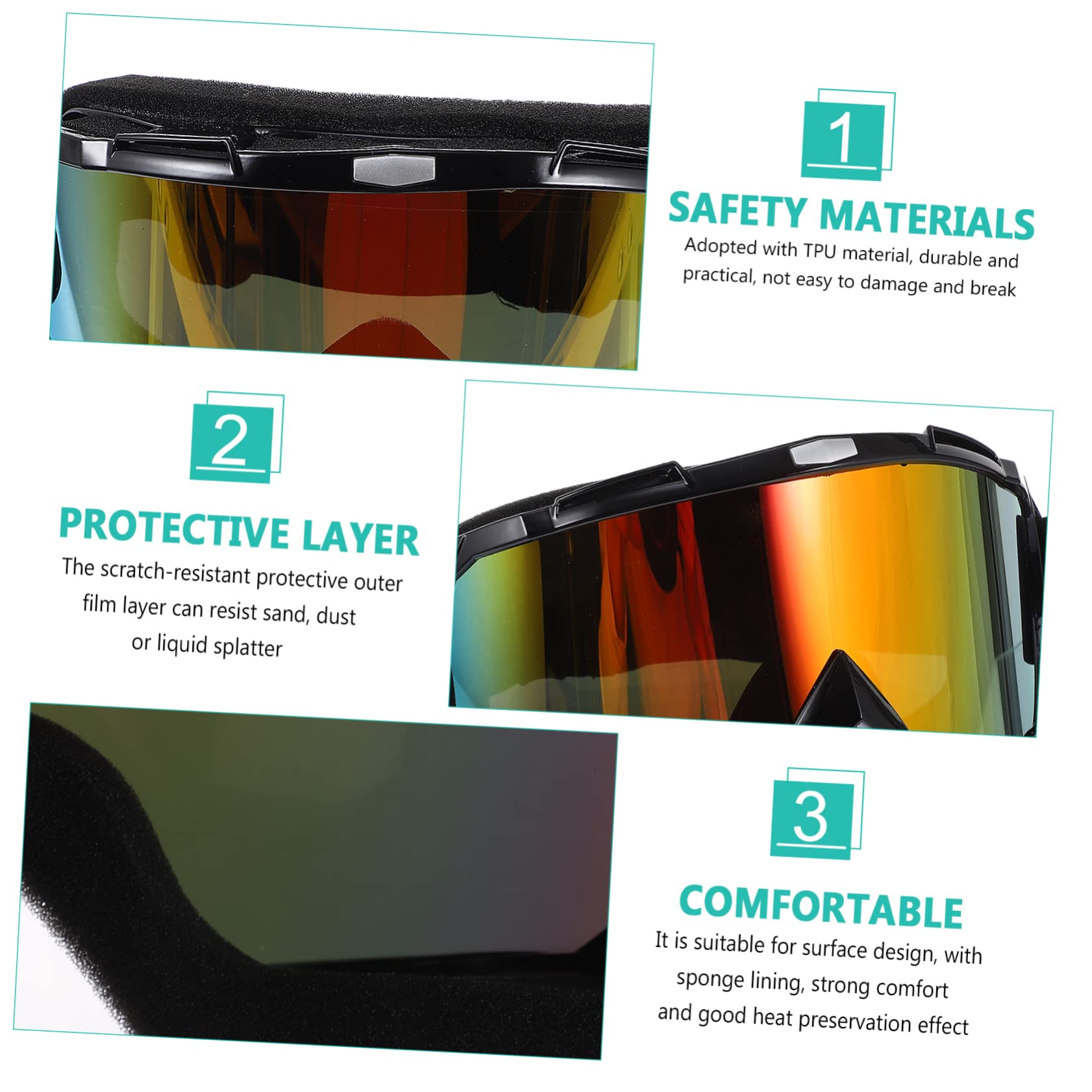 SOLUSTRE 3pezzi Occhiali Da Ciclismo Impermeabili e Anti-vento Perfetti Per Attività Outdoor Design Leggero e Stile Sportivo Per e Bicicletta
