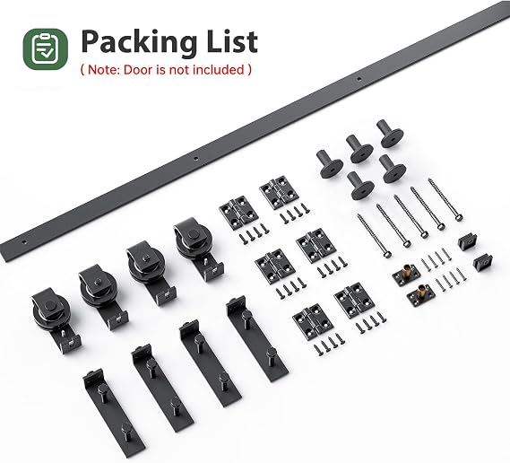 76 Bifold Sliding Barn Door Hardware Track Kit,Side Mounted Black J Shape Roller,Smoothly and Quietly,Assembly Easy,Fit Four 18 Bi-Folding Doors (Door Not Included)