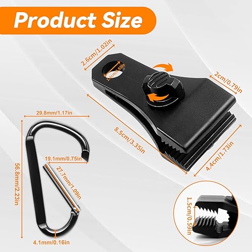 Miniatura 2 de Clips de lona grandes mejorados, agarre de bloqueo resistente, total de 24 abrazaderas de lona, tornillo de pulgar, sujetadores de tienda de