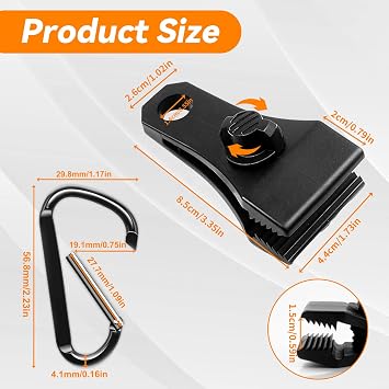 72 PCs Upgrade Large Tarp Clips Heavy Duty Lock Grip -Total Tarp Clamps Thumb Screw Tent Fasteners Clips with Carabiner for Camping Awnings Caravan Canopies Car Truck Swimming Pool Boat Cover Clips