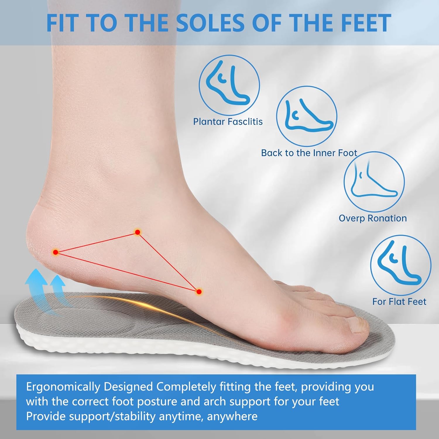 2 Pairs 4D Cloud Insoles for Men - Sports Comfort with Heel & Forefoot Shock Pads, Arch Support, Trim - to - Fit, Foot Pain Relief, Sweat - Wicking & Breathable(US M 7.5-10.5) - Image 6