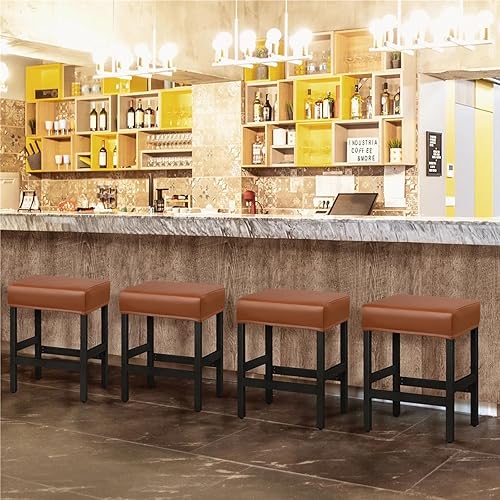 Miniatura 4 de YISUN Fundas para taburetes de bar, paquete de 4 fundas elásticas resistentes al aceite, impermeables, de poliuretano, rectangulares, fundas para