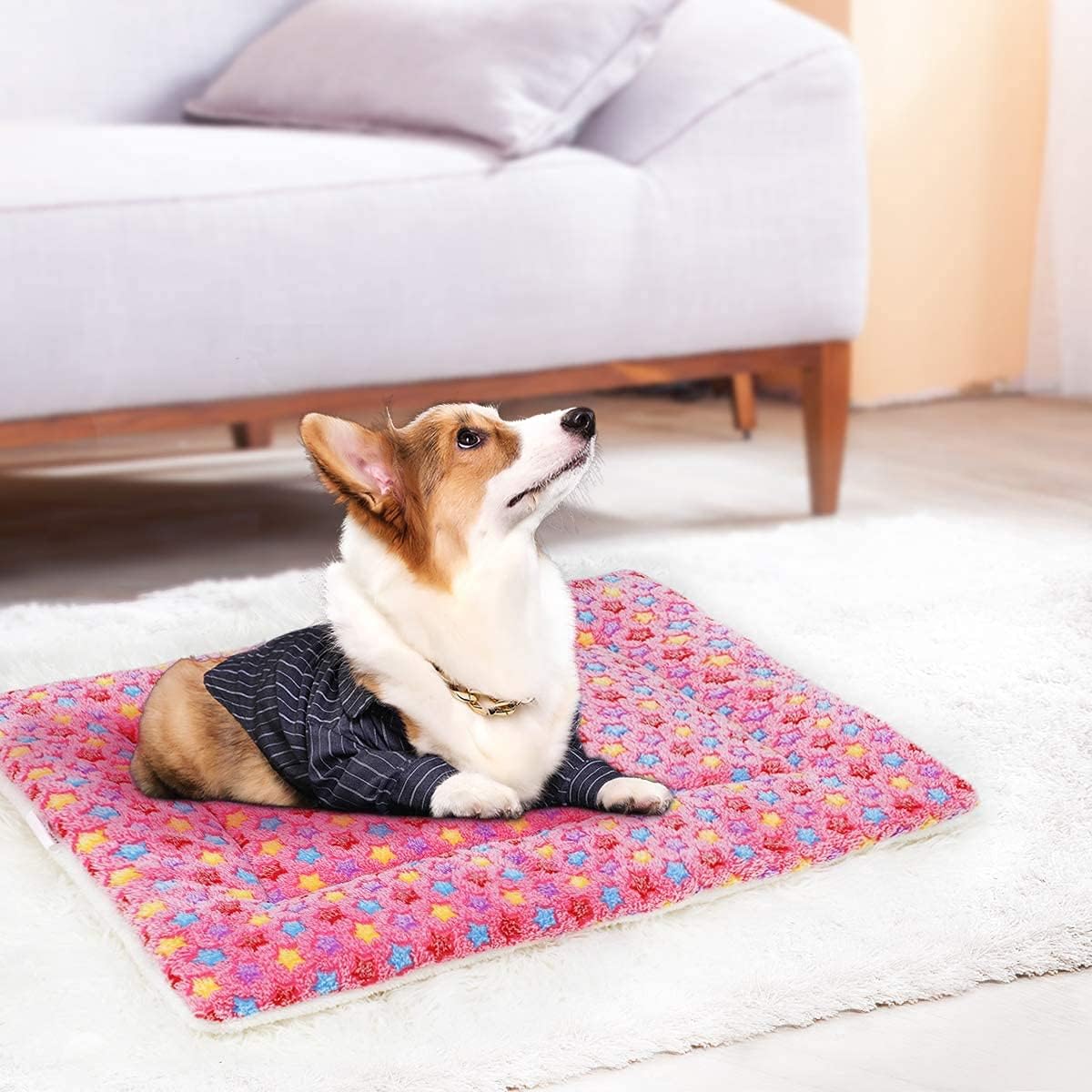 2 Pcs Pets Dog Bed Mat Dog Crate Bed Mattress Cat Bed Blanket Rabbit Bed Machine Washable Pet Bed for Kitten Cats Puppy Dogs Bunny (L:23 x 15 in, Set-A) - Image 4
