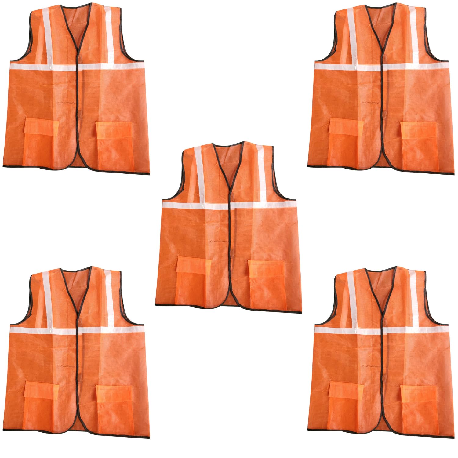 LADWA Reflective Orange Safety Jacket with 2 Pockets Pack of 5 - High Visibility ANSI Class 2 Reflective Gear | Construction Workwear, Night Running, Cycling (B0CW5Y98RQ) Amazon Price History, Amazon Price Tracker