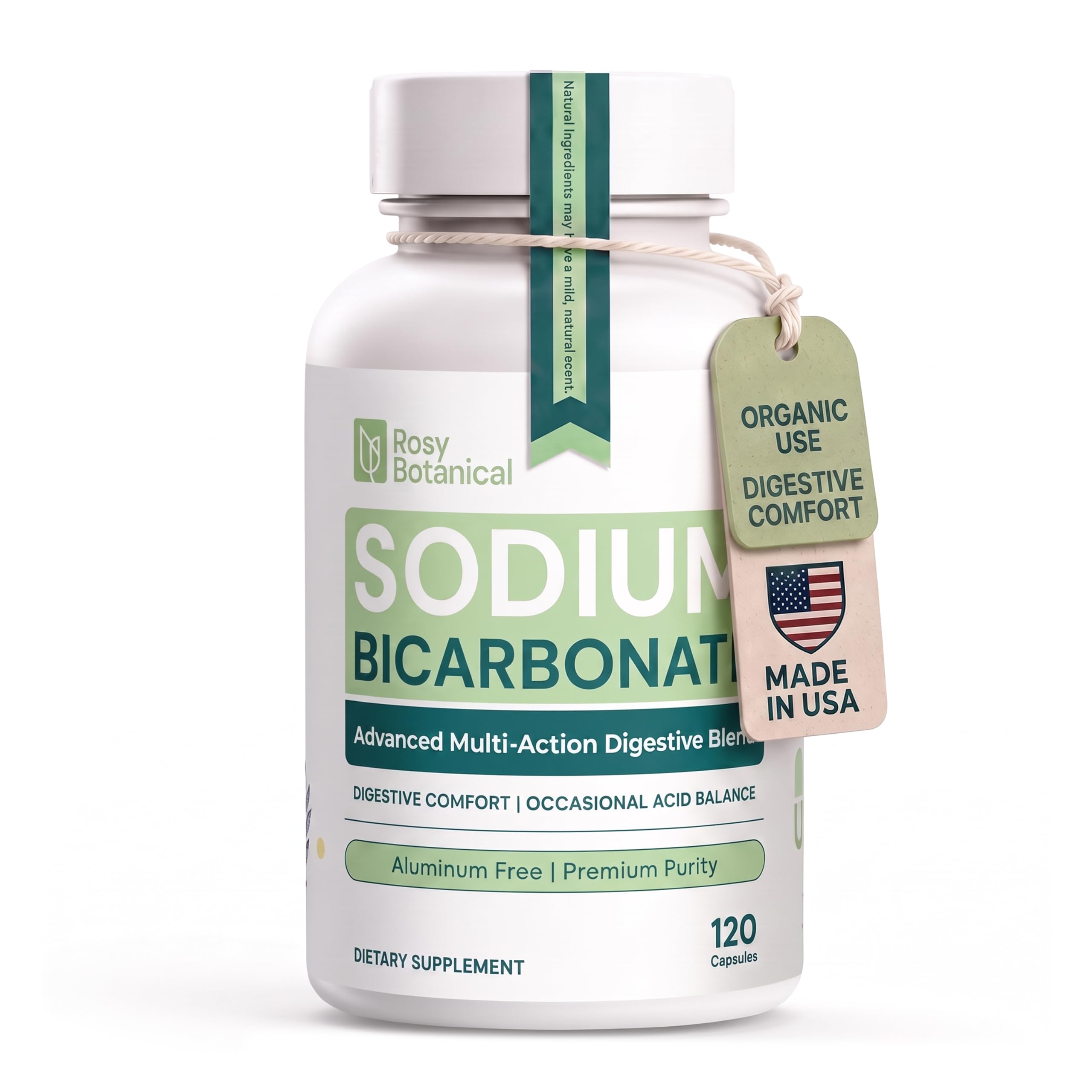 Pure Sodium Bicarbonate Capsules for Digestive Comfort & Alkaline Balance Heatburn & Digestion