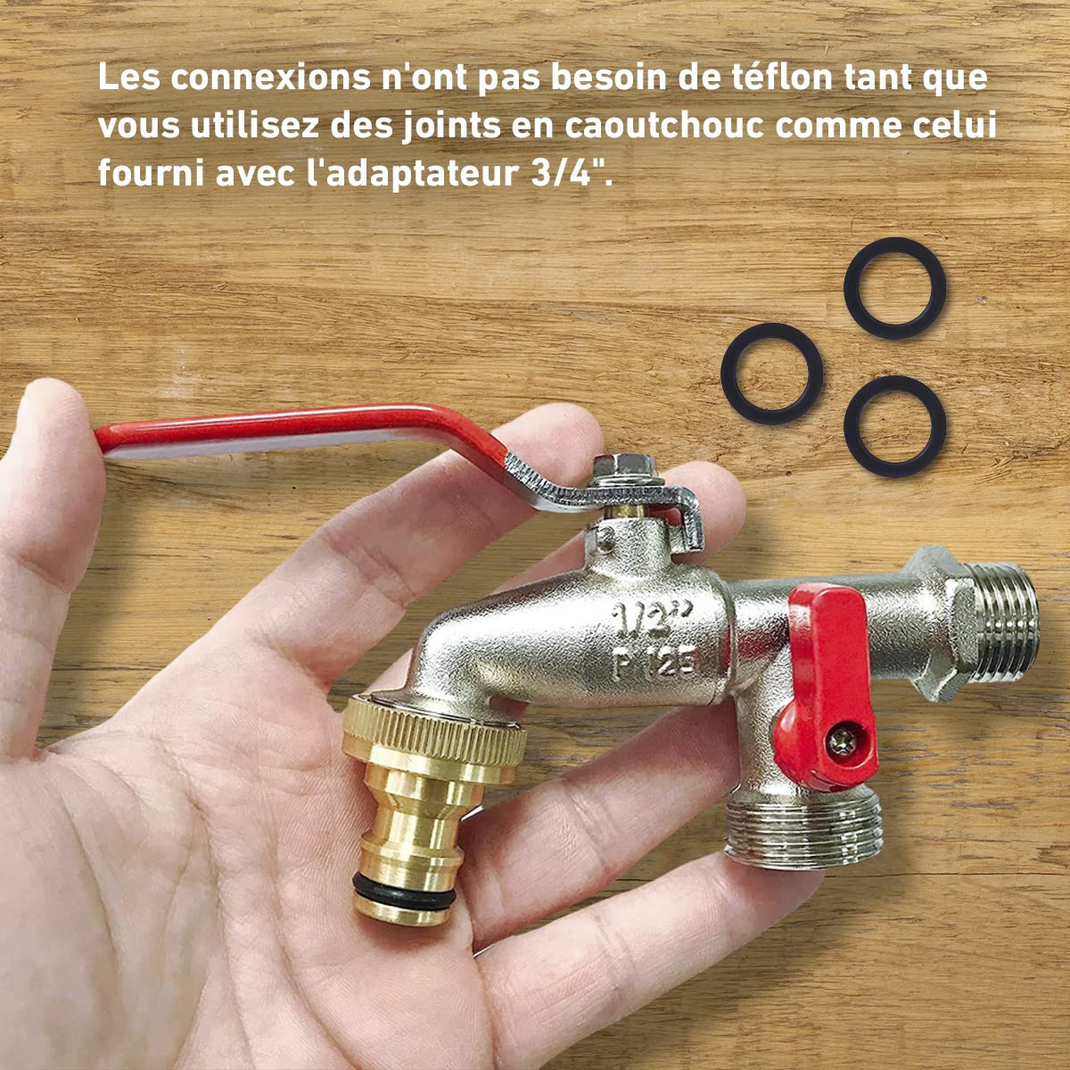 Robinet Double Sortie WuGU 1/2" - Laiton Anti-Rouille - Pour Jardin Et Maison - Avec Raccords
