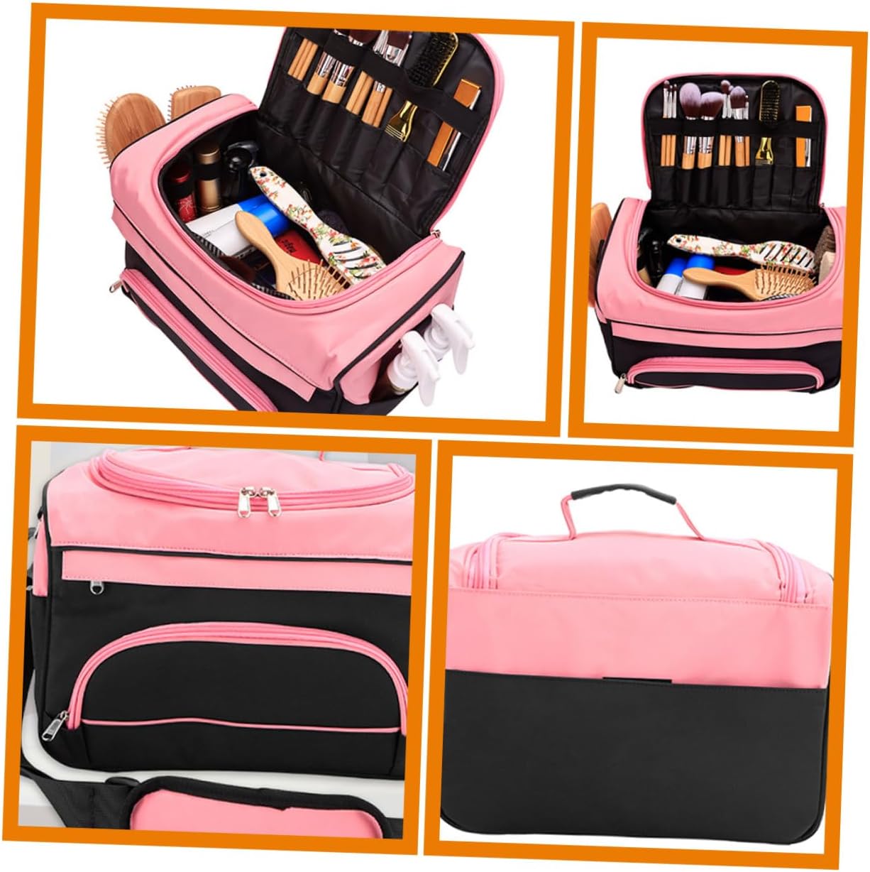 Multi-Functional Hairdressing Tool Organizer Bag for Stylists Portable Travel Case for Combs Clippers and Accessories Lightweight Oxford Design Pink