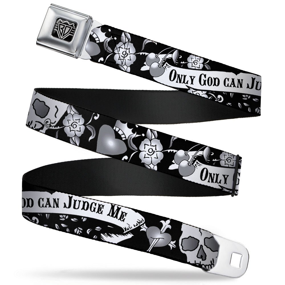 Buckle-Down Cinturón de seguridad Negro/Blanco Only God Can Judge Me 20-36 pulgadas 8