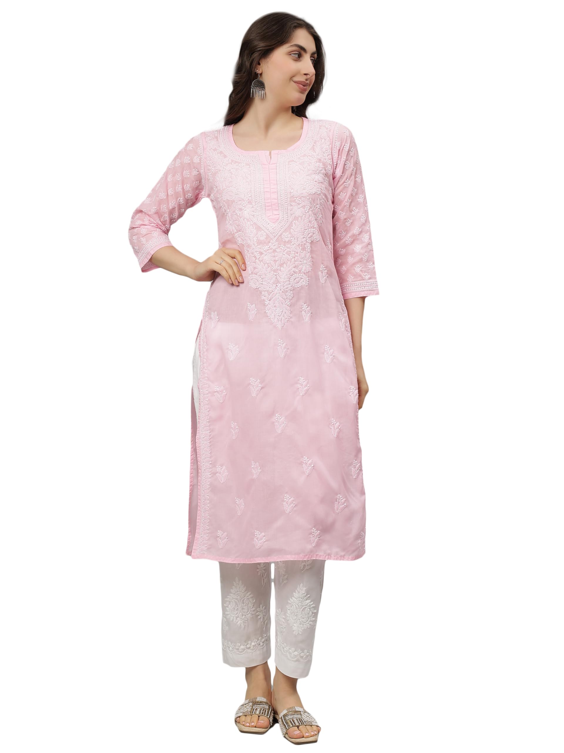 seva chikan Cotton Chikankari Kurta for Women | Hand Embroidered Lucknowi Kurta SCL4718-picture-18