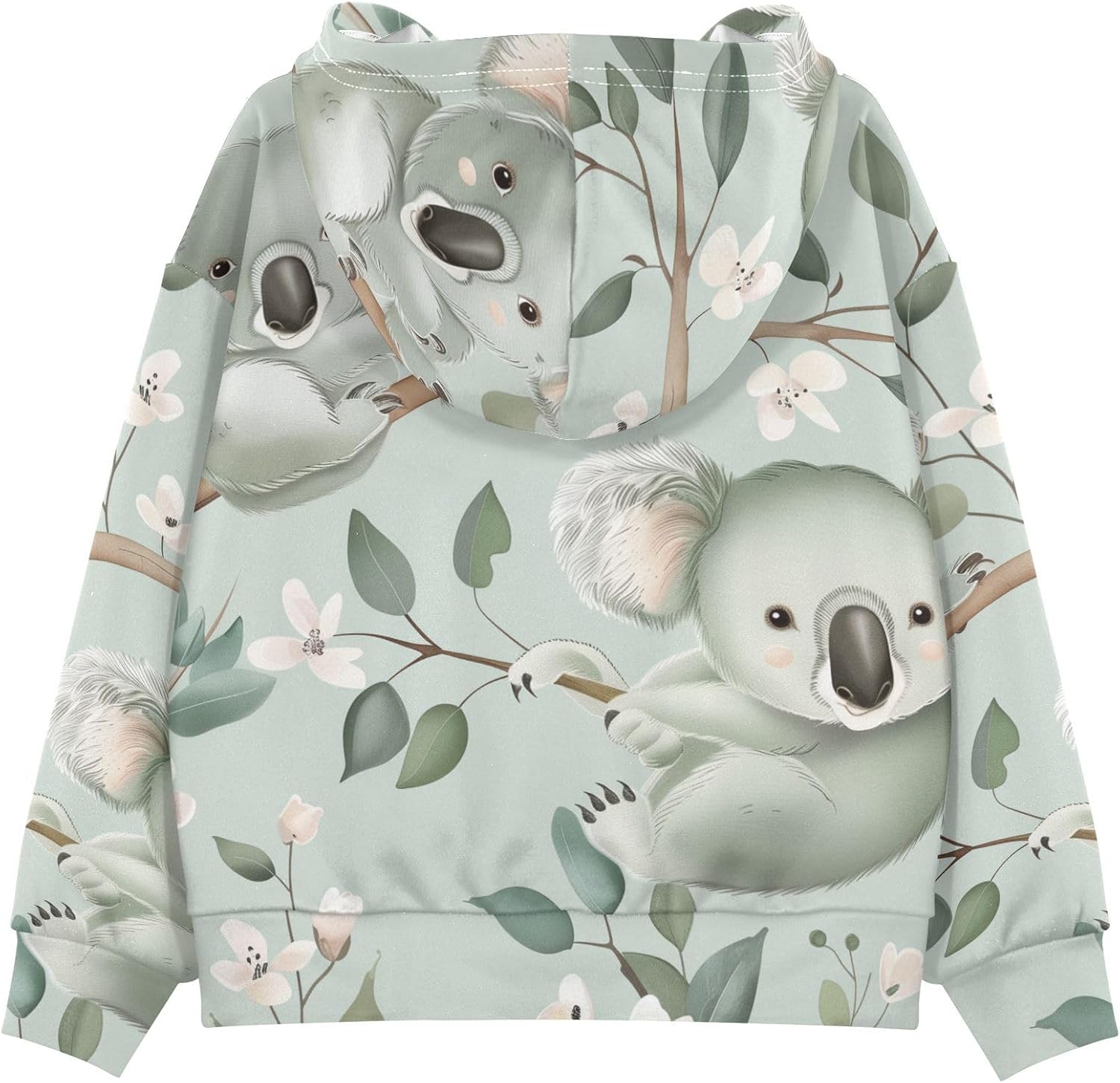 ZZXXB Koala Flowers Print Kids Sweatshirts Boys Girls Hooded Kangaroo Pocket Pullover Tops XS-XXL