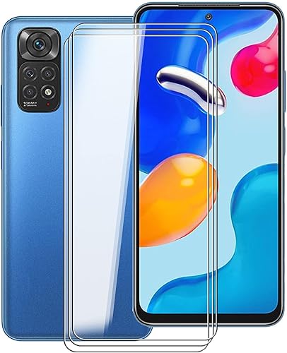 Protector de pantalla para Xiaomi Redmi Note 11S templado Galss, KJYF paquete de 3 alta transparencia dureza 9H sin burbujas Película protectora de