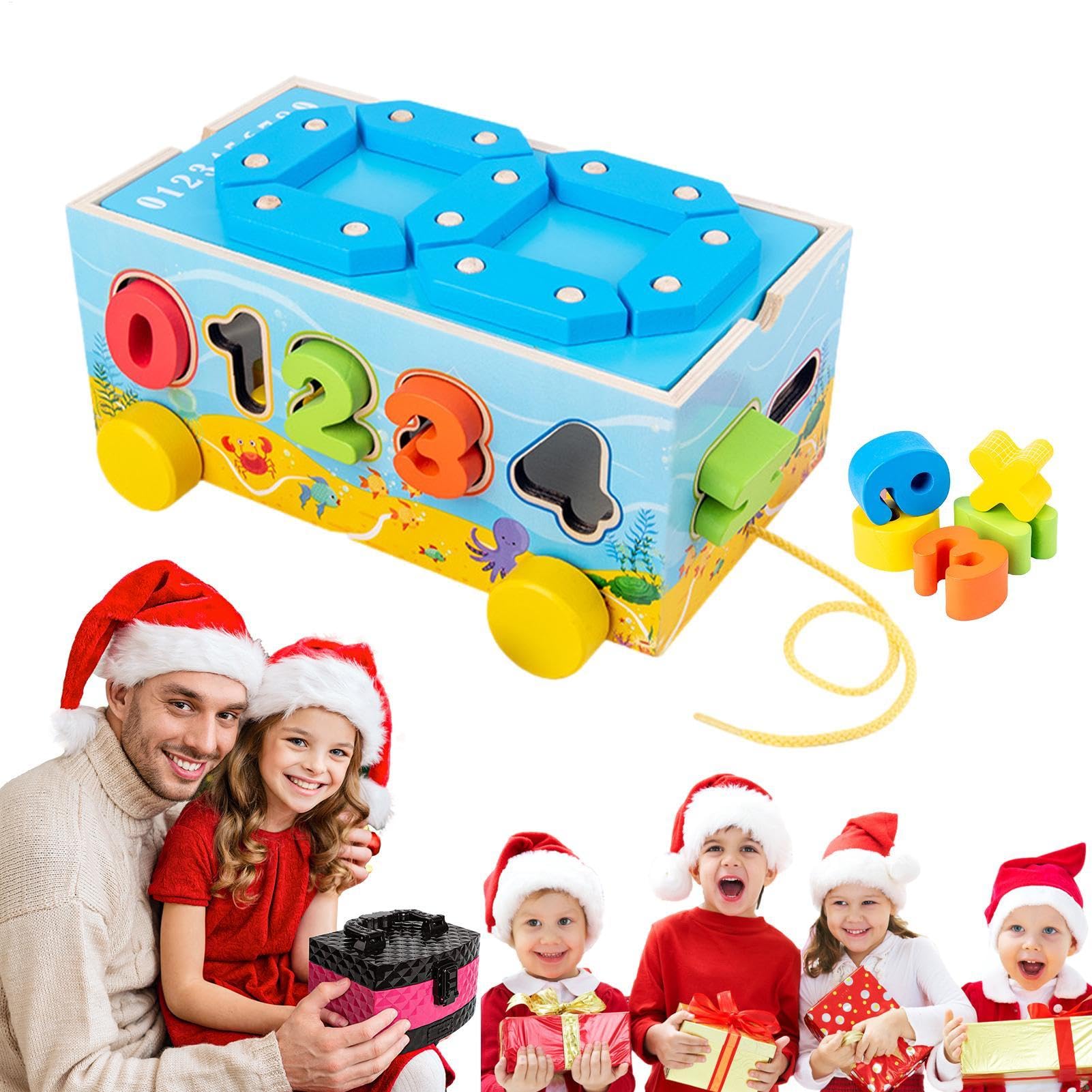 Cube de tri de formes éducatif avec blocs mathématiques en bois
