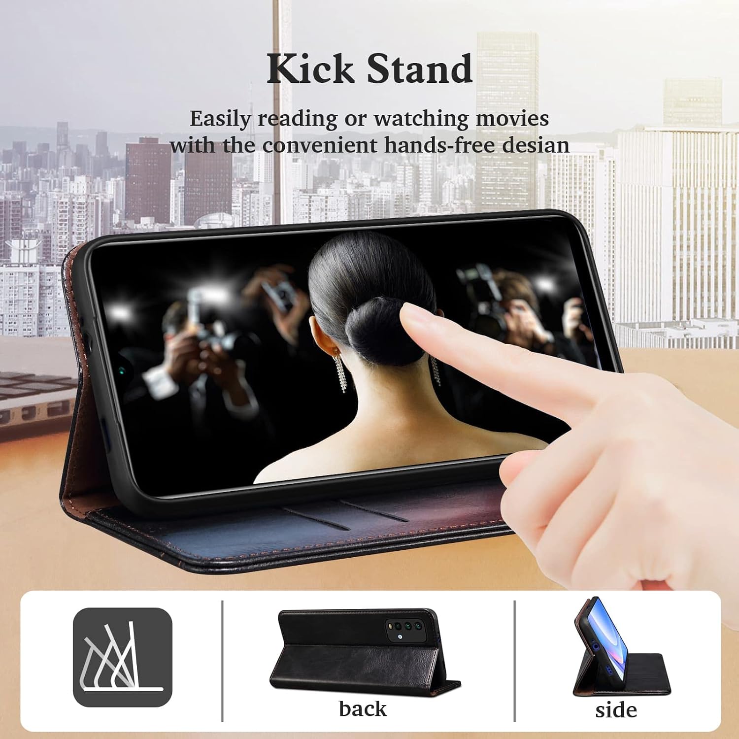 SINIANL iPhone 14 Wallet Case, PU Leather Flip Folio Case with Card Holders Magnetic Closure Folding Kickstand Case for iPhone 14 6.1" 2022 (Black)