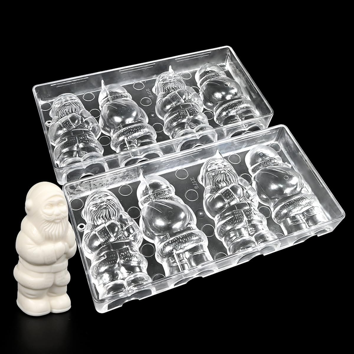 TUKE 2PCS Chrisma Man Polycarbonate Chocolate Mold Set for Candy Making Professional Grade, Food Safe, Reusable Baking Mold for Chocolates, Candies, Gummies, Ice Cubes (B_ Chrisma Man)
