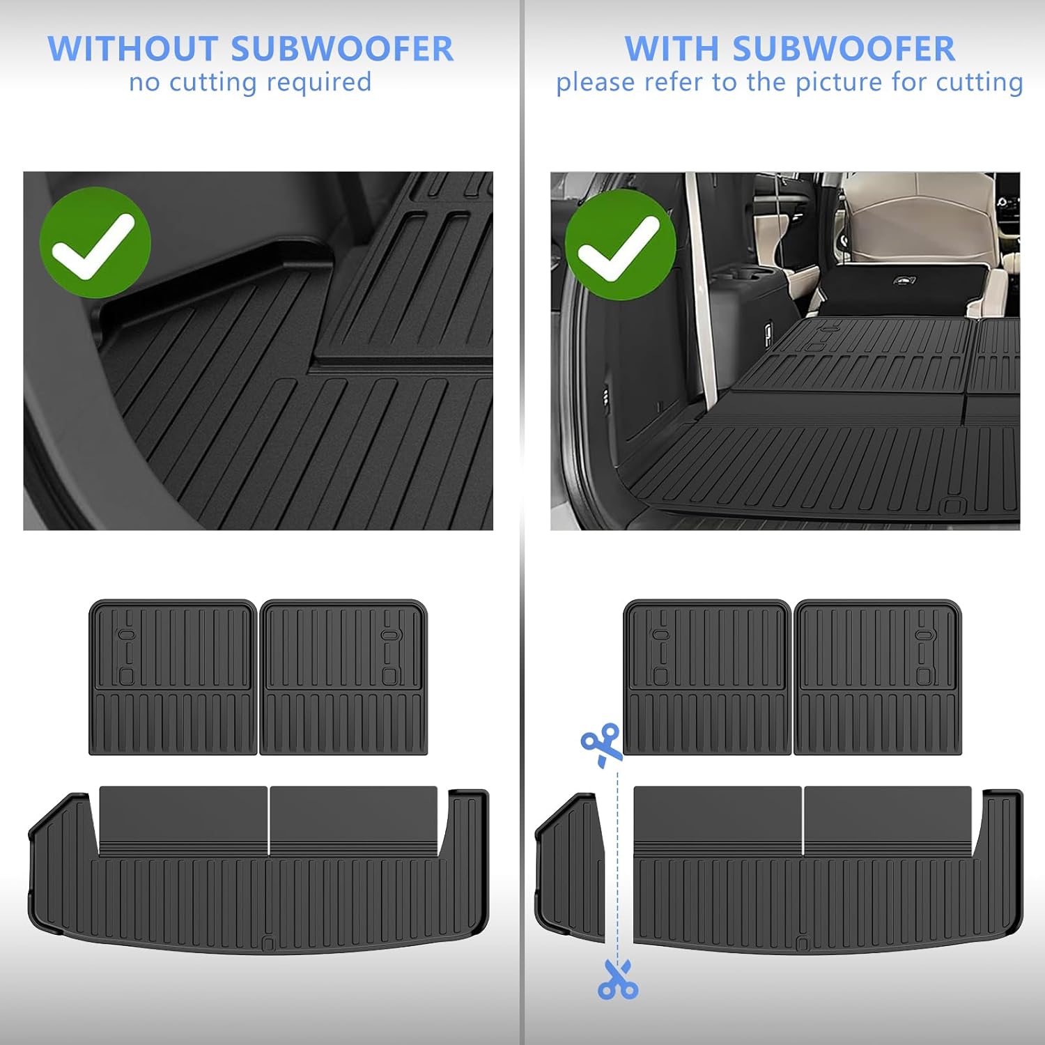 TTX LIGHTING Floor Mats Compatible with Toyota Highlander 2008-2013 (Non-Hybird): TPE All Weather Floor Liner Highlander 1st 2nd 3th Row Cargo Mat Back Seat Cover Protector Full Sets - Only 7 Seat - Image 5