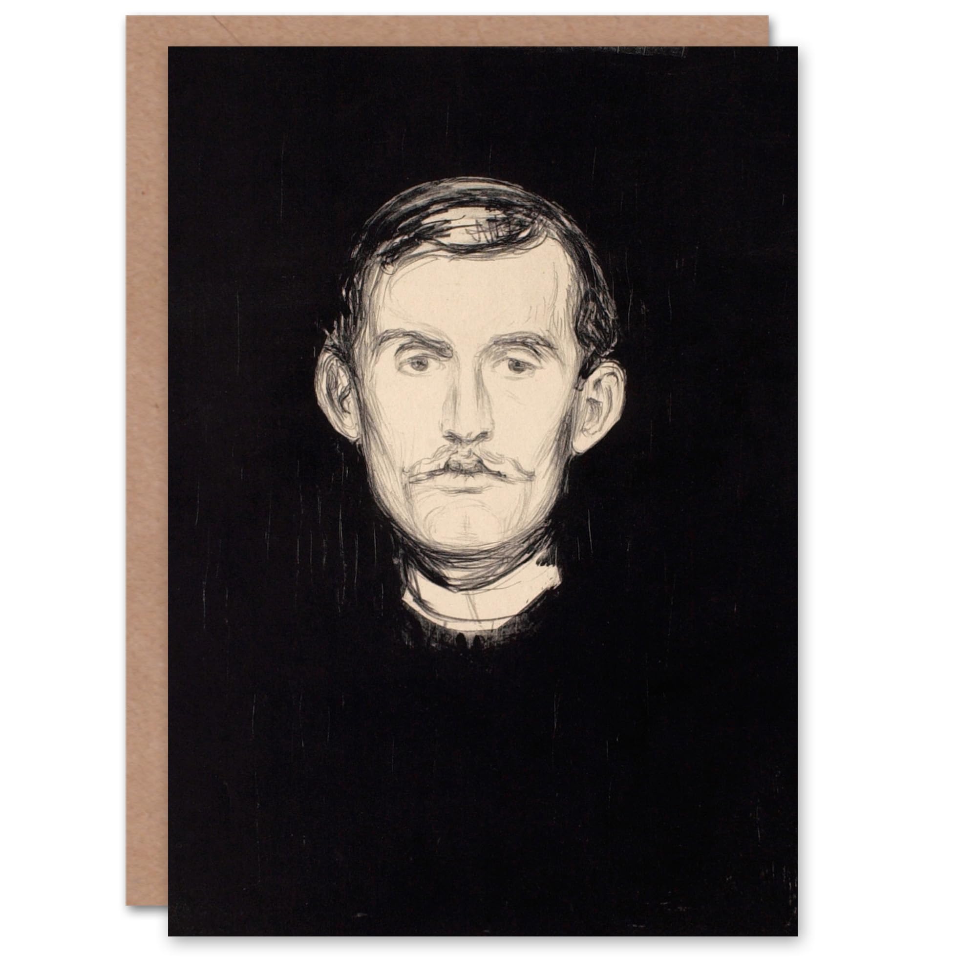 Edvard Munch Art Card Artist Self Portrait Drawing 1895