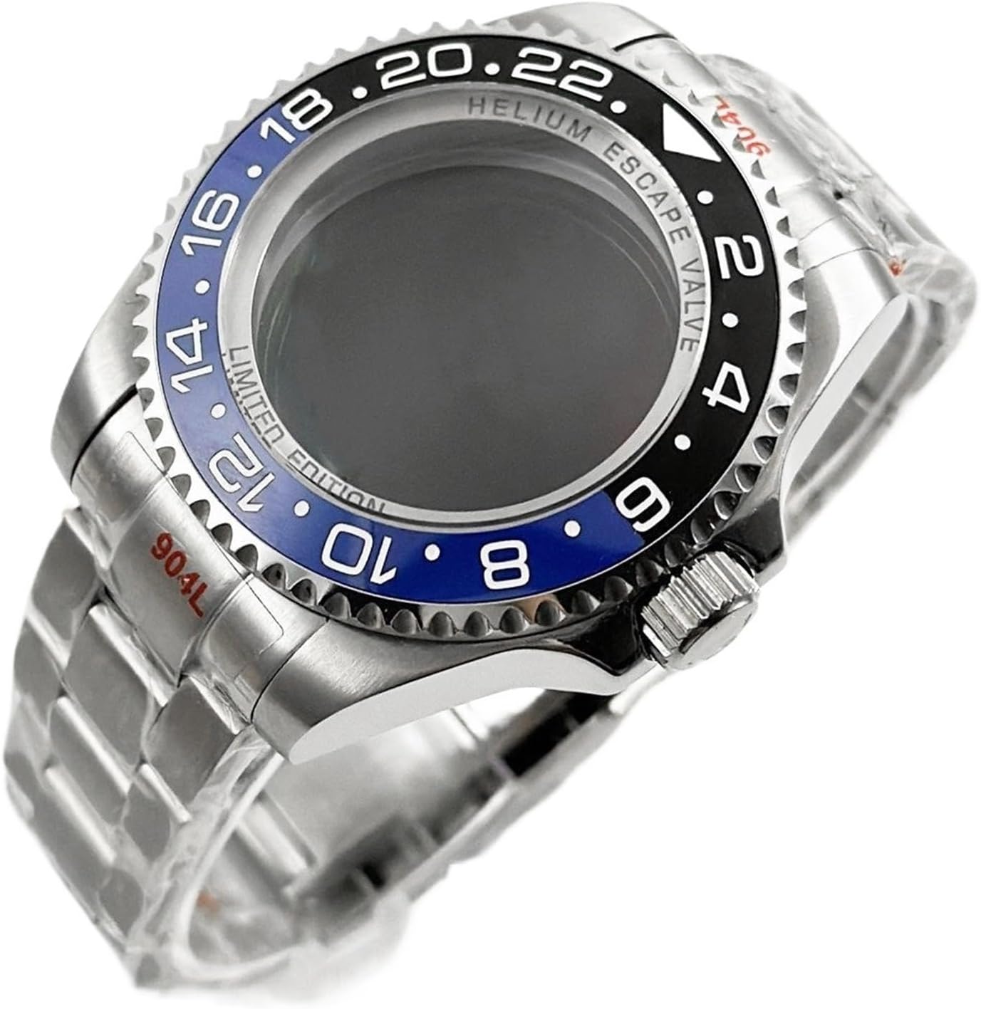 44MM NH35 NH36 NH34 NH38 NH39 NH70 NH72 Silver Sapphire Crystal Big Watch Case With Bracelet Compatible