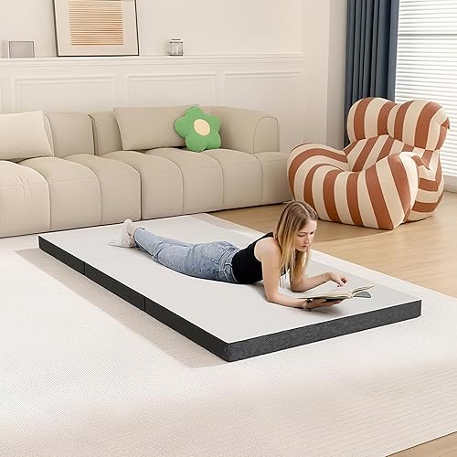 Miniatura 3 de NiamVelo Colchón plegable estrecho de tres pliegues  Lujoso colchón de espuma viscoelástica, colchón de cama individual, perfecto para dormitorios