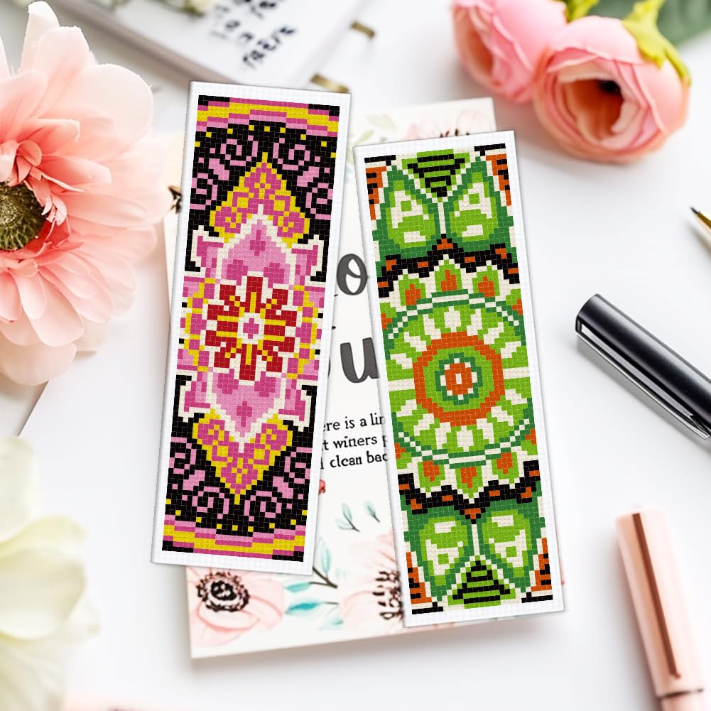 ACRNIGHEET Kit de 6 marcadores de punto de cruz para principiantes, mandala, estampado, kit de punto de cruz para adultos, kit de punto de cruz para adultos, kit de punto de cruz para adultos con
