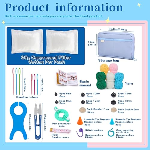 Miniatura 24 de Pnytty Kit de ganchillo para principiantes, bolsa de kit de ganchillo para principiantes, kits de punto para principiantes de ganchillo