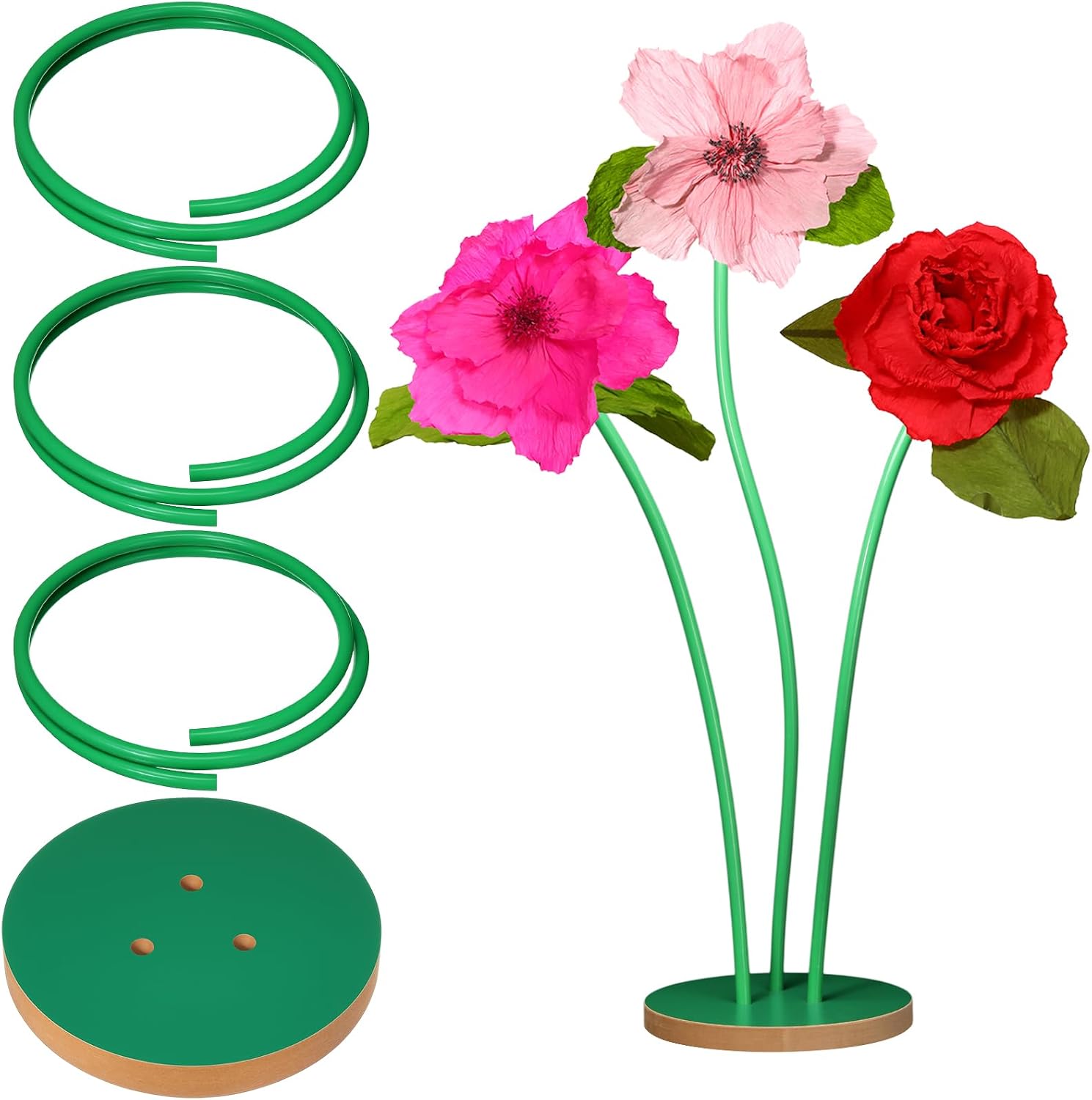 3 Pcs 78.7" Flexible PVC Tube with Base, Giant Flower Stem Kit