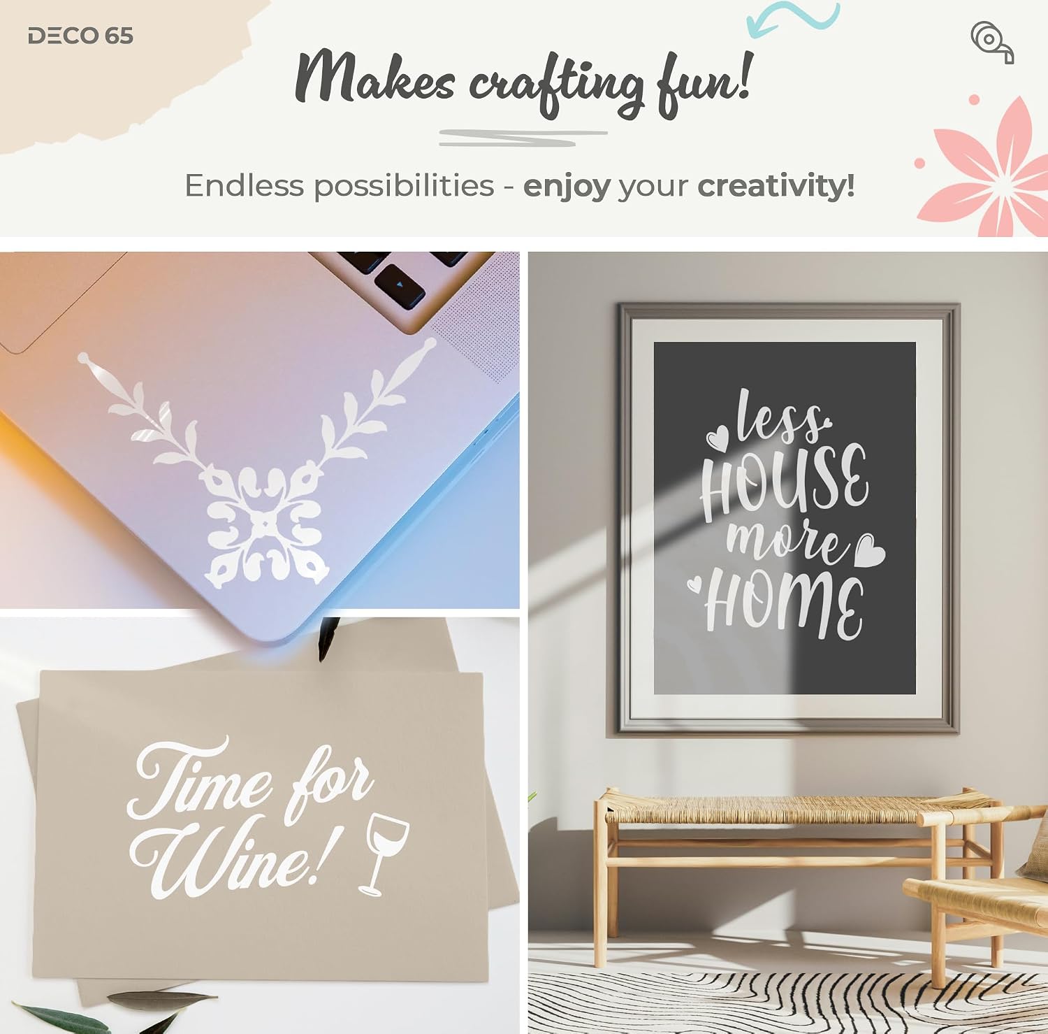 VViViD White Gloss DECO65 Permanent Adhesive Craft Vinyl for Cricut, Silhouette & Cameo (24" x 30ft)