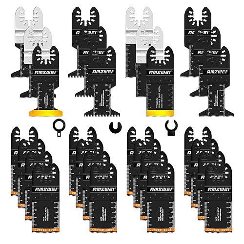 28PCS Oscillating Saw Blades, Professional Universal Titanium Multitool Blades for