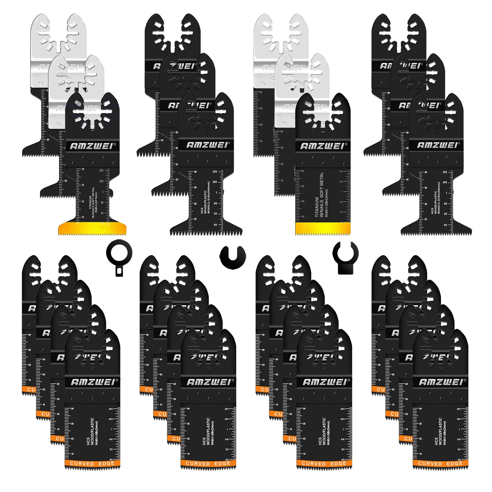 28PCS Oscillating Saw Blades, Professional Universal Titanium Multitool Blades for Wood Metal, Quick Release Multi Tool Blades Kits Compatible with Dewalt Ryobi Milwaukee Rockwell Fein