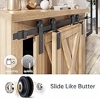 Vista 4 de EaseLife - Kit de riel para puerta corrediza de granero doble de 4 pies con bypass para gabinete mini, fácil de instalar, se desliza suavemente