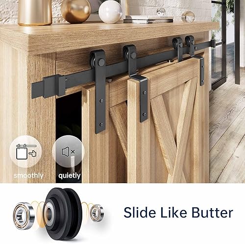 Miniatura 4 de EaseLife Kit de rieles de puerta corrediza de granero de 6 pies, fácil de instalar, se desliza suavemente silenciosamente, se aplica para soporte de
