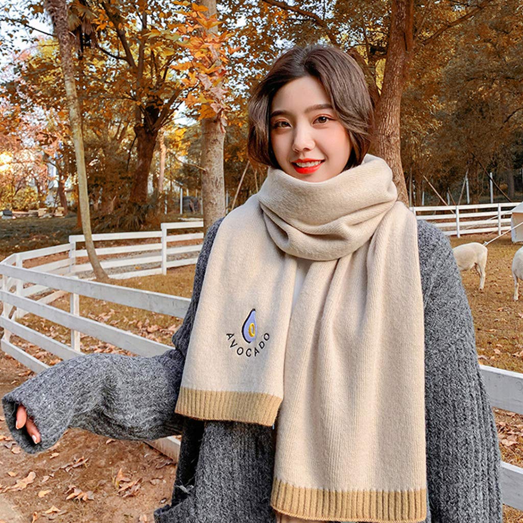 Q-XIAOKEAI Cachecol feminino de tricô de inverno , desenho animado