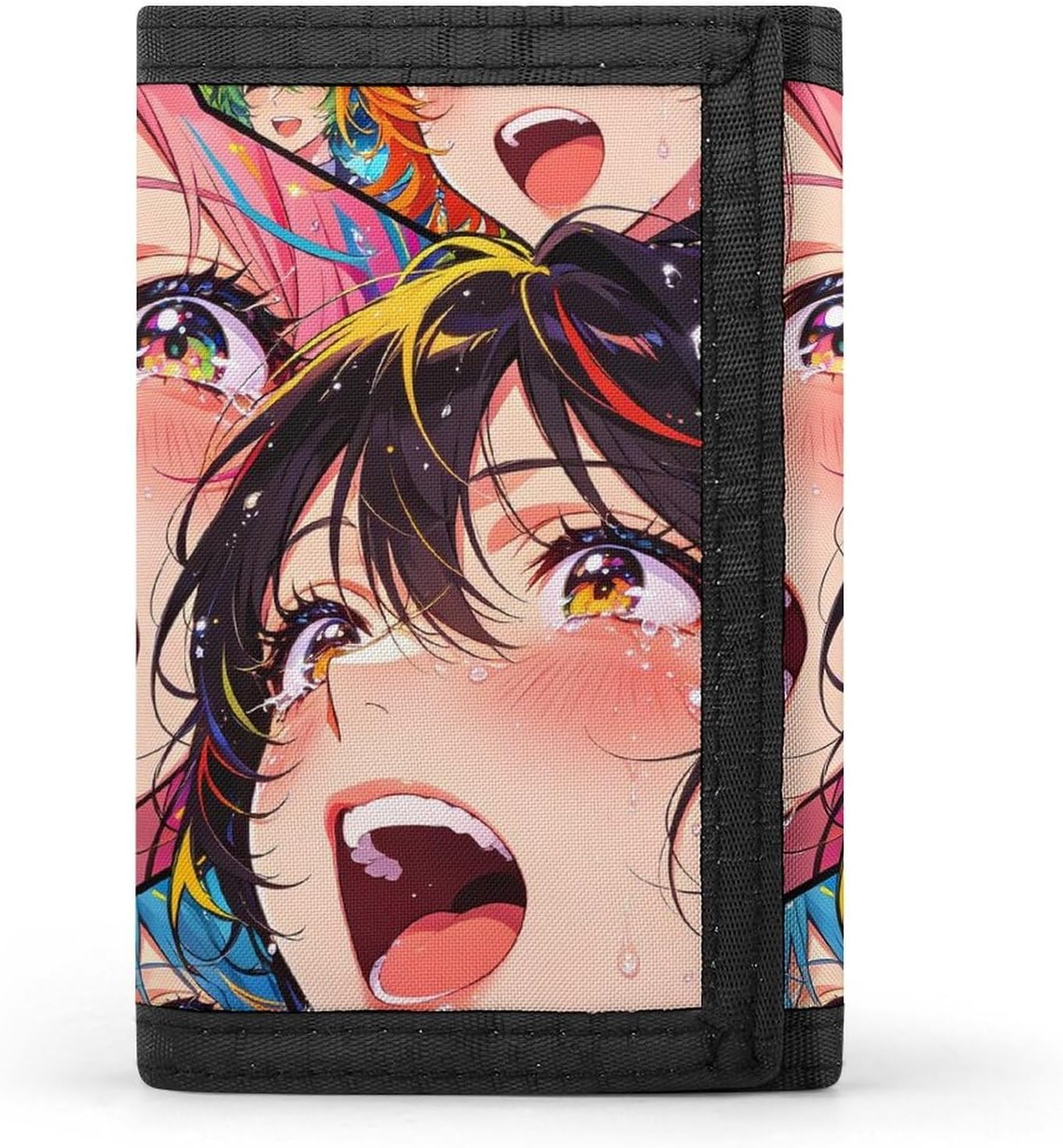 Anime Girls Face Trifold Wallet Slim Purse with Zip