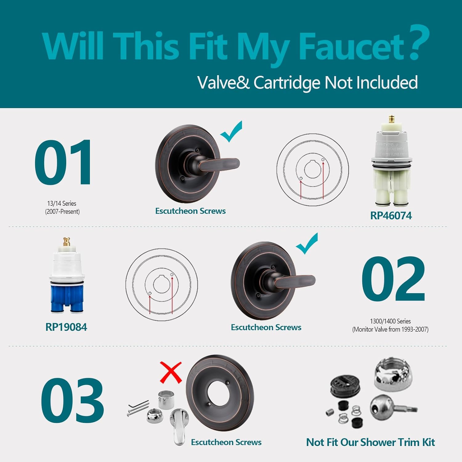 5" Dual Shower Faucet Compatible with Delta 13/14 Series Tub Trim Kit, High Pressure Round Rain Shower Head& Handheld Set Faucet System, Matte Black (Valve& Catridge Not Inclued) - Image 2