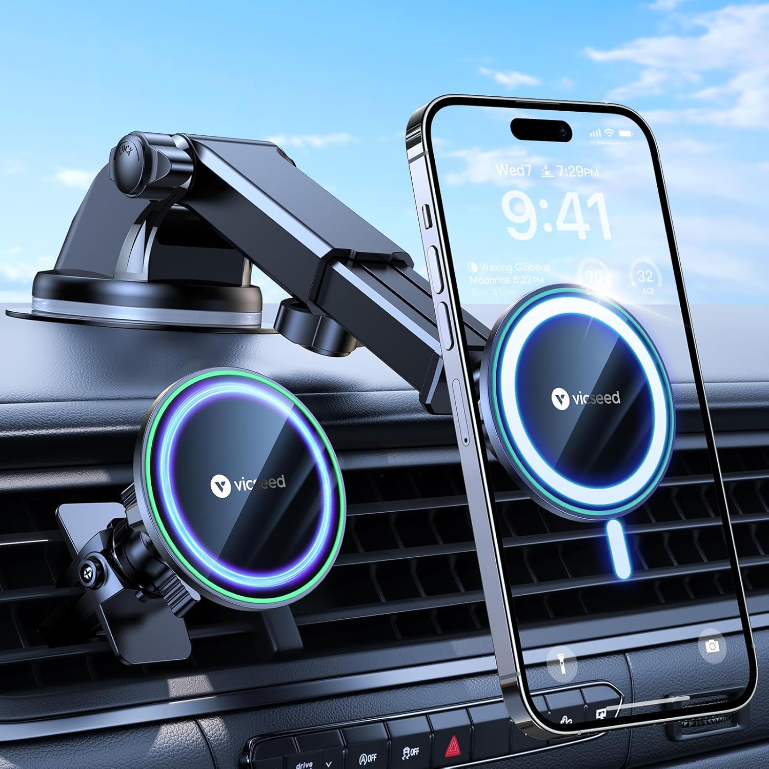 VICSEED for MagSafe Car Mount Dash [Powerful