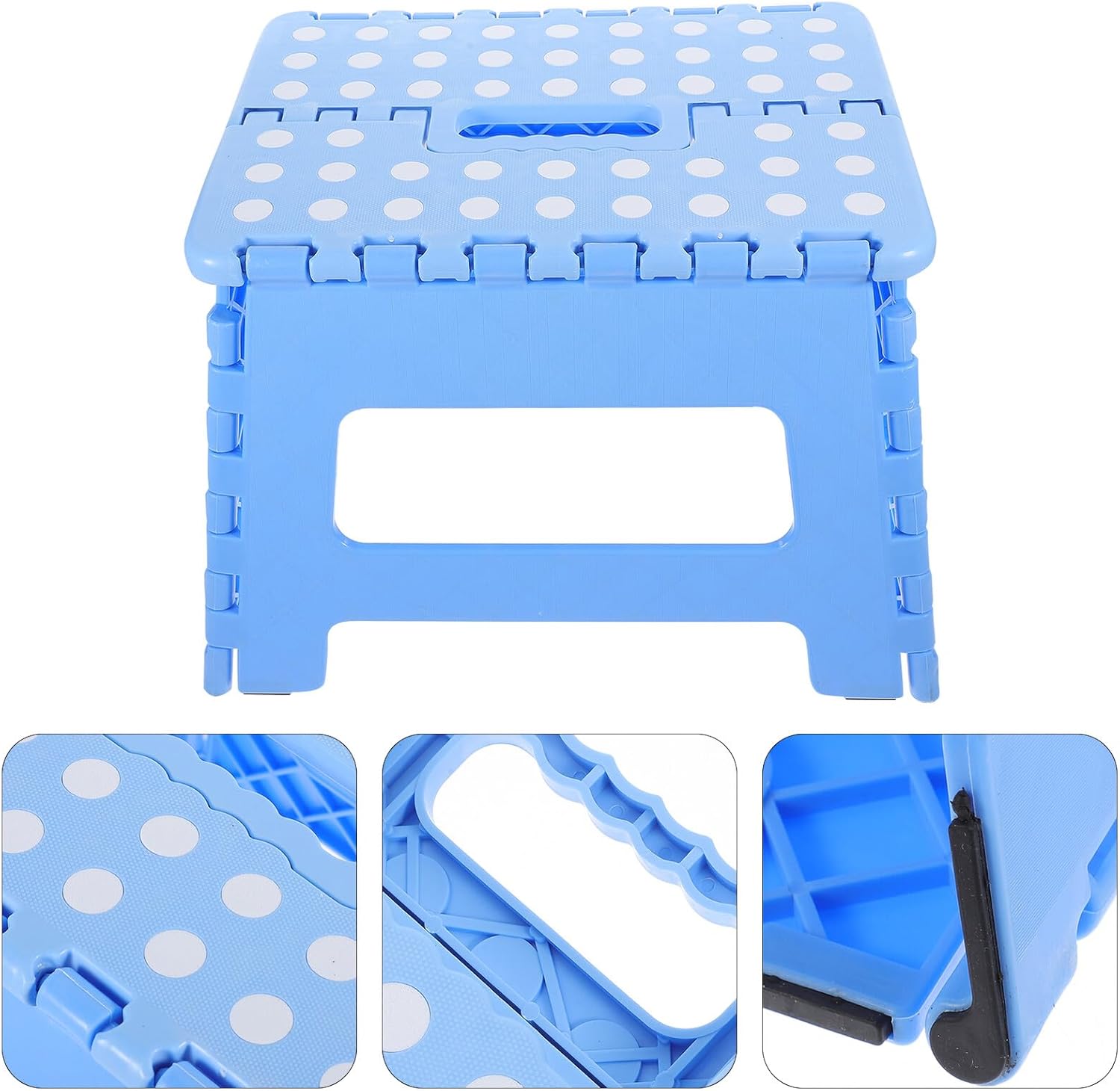 Cabilock Portable Small Folding Stool with Safety Lock, Compact Plastic Foldable Taboret for Home, Kitchen, Bathroom, Lightweight Portable Seating for Travel and Indoor Use