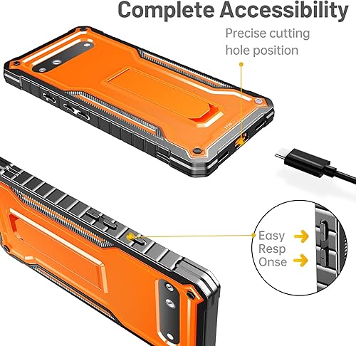 Miniatura 3 de FITO Funda para Google Pixel 6A, funda resistente a prueba de golpes de doble capa con protector de pantalla de vidrio templado con soporte