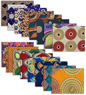 16 Pcs 100% Polyester African Fabric Ankara Wax Print, Repeat-Free Ankara Print for Sewing, Craft Projects, DIY Repair Work (50 x 40 cm/19.5 x 15.7 inches)