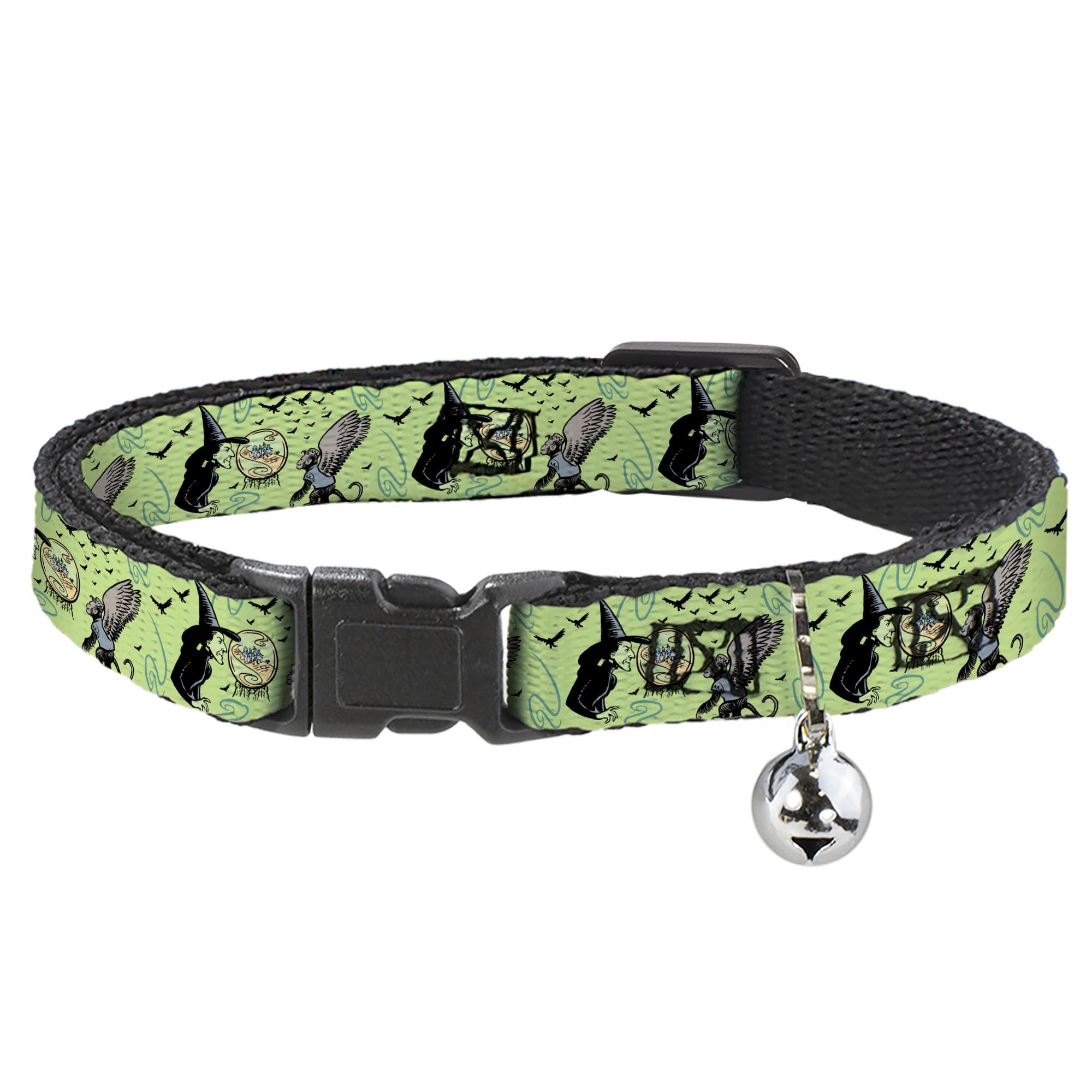 Collar de gato El Mago de Oz con campana y clip ajustable de 8.5 a 12 pulgadas