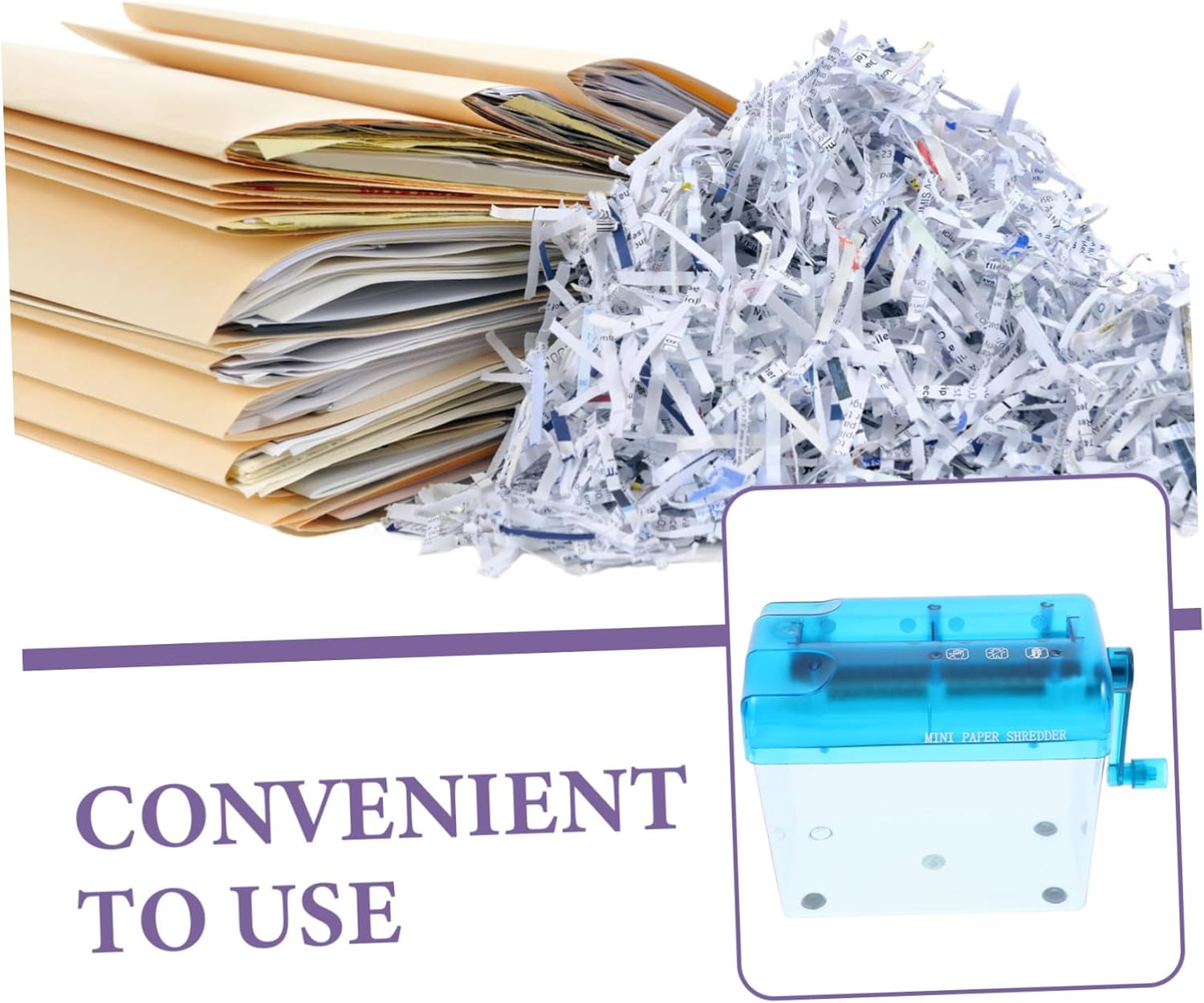 Office Manual Shredder Hand Shredder for Home for Bank Statements Blue Material
